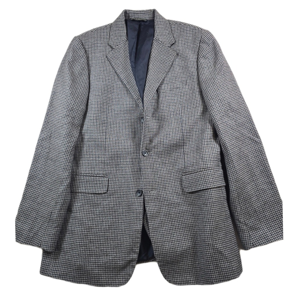 Banana Republic Houndstooth Sport Coat Mens 42L Brown Gray Wool Blend Blazer